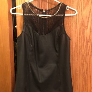Express Leather and Lace Black Tank